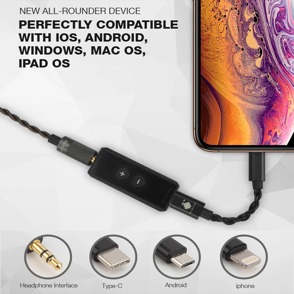 Hidizs S8 CS43131 USB prenosné DAC TYP C do 3,5 MM HiFi Slúchadlá Dekódovanie Zosilňovač pre Android Telefón, PC, MAC