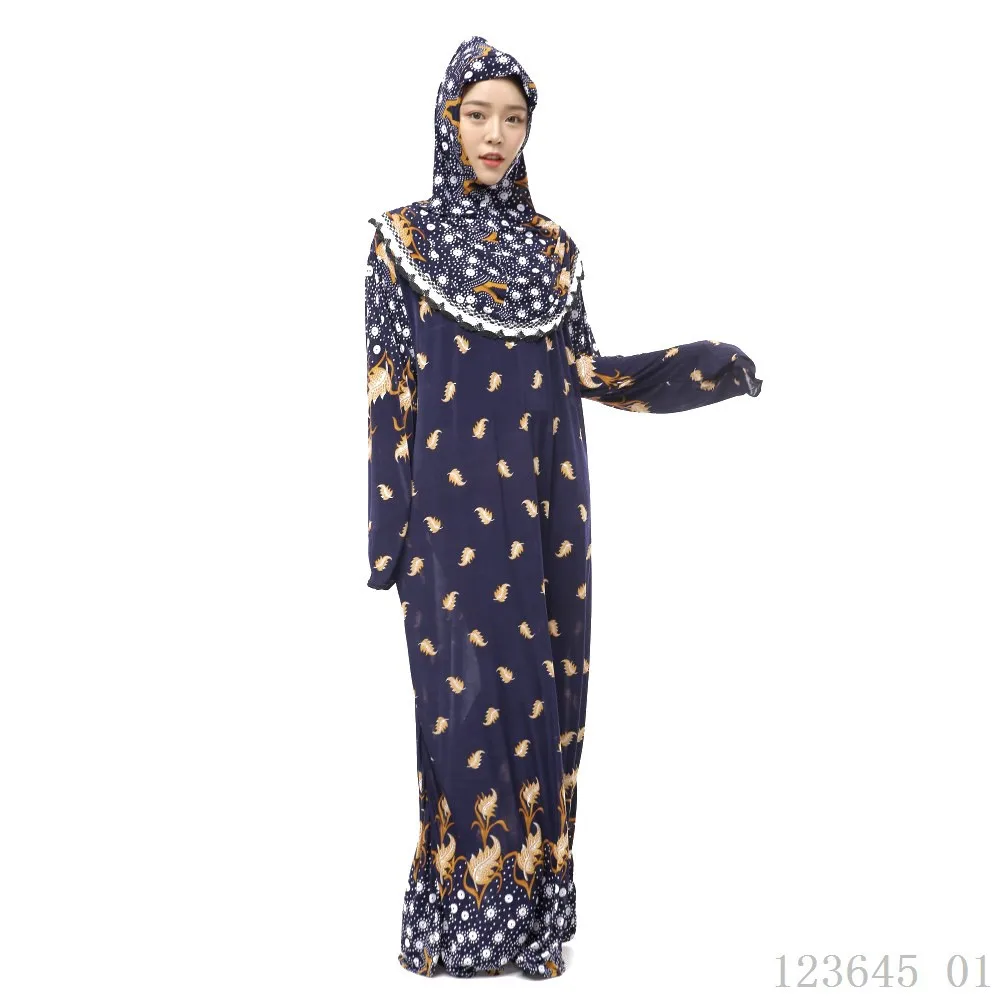 Hijib+šaty Full-cover Abayas pre Ženy Islamskej Lete Tenké Kvetinový Tlač Ramadánu Modlitba Moslimských Vestidos Eid Mubarak Nastaviť M-4XL