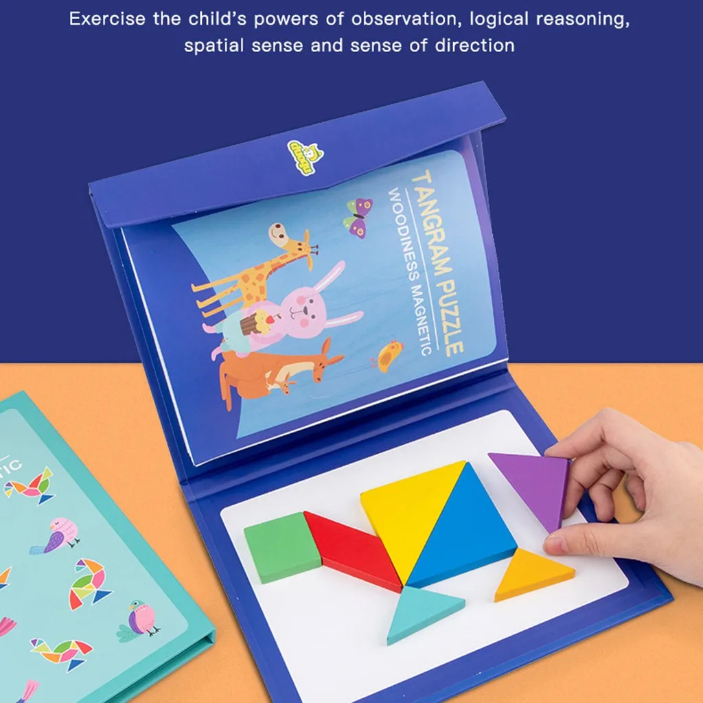 HINST obrazová Skladačka pre Deti detský Farebné Dieťa Montessori Vzdelávacích Hračiek, Multifunkčný Tangram Magnetické Puzzle Magnetické