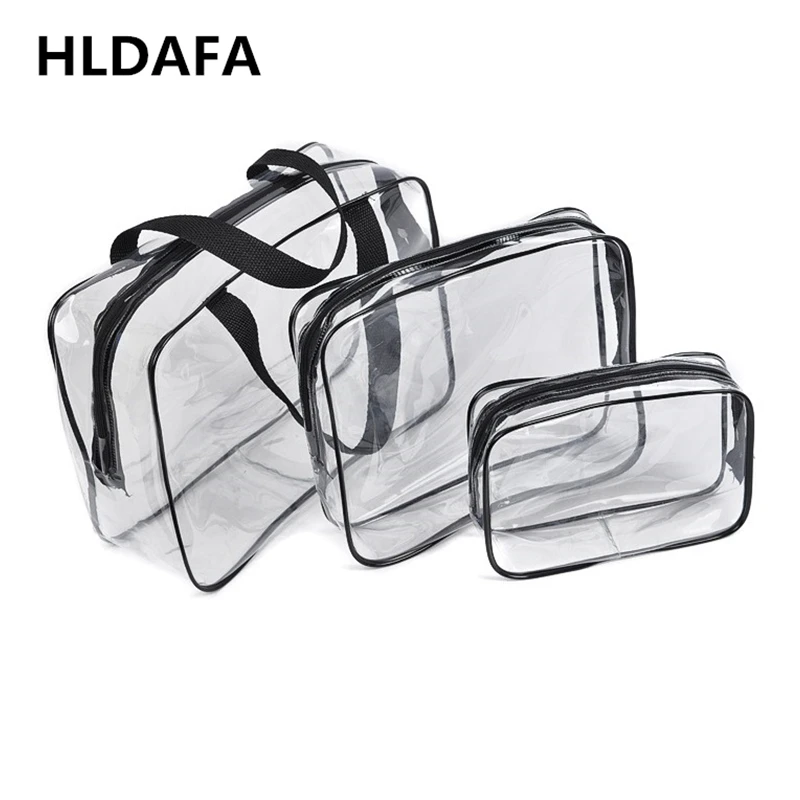 HLDAFA 2020 3ks Sada PVC Cestovná Taška Ženy Transparentné Skladovanie Taška Zip Lock Plastového Vrecka Nepremokavé Umývanie make-up Taška Kozmetická Prípadoch
