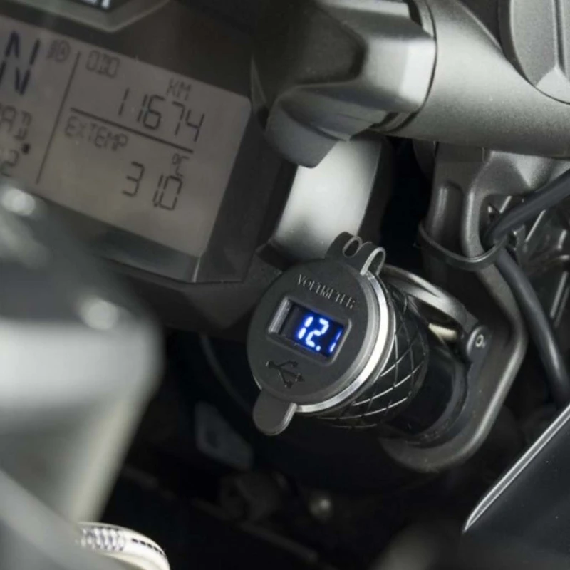 Hliníkové Motocykel Duálny USB Nabíjačka DIN Zásuvka 4.2 voltmetra na Motorke BMW