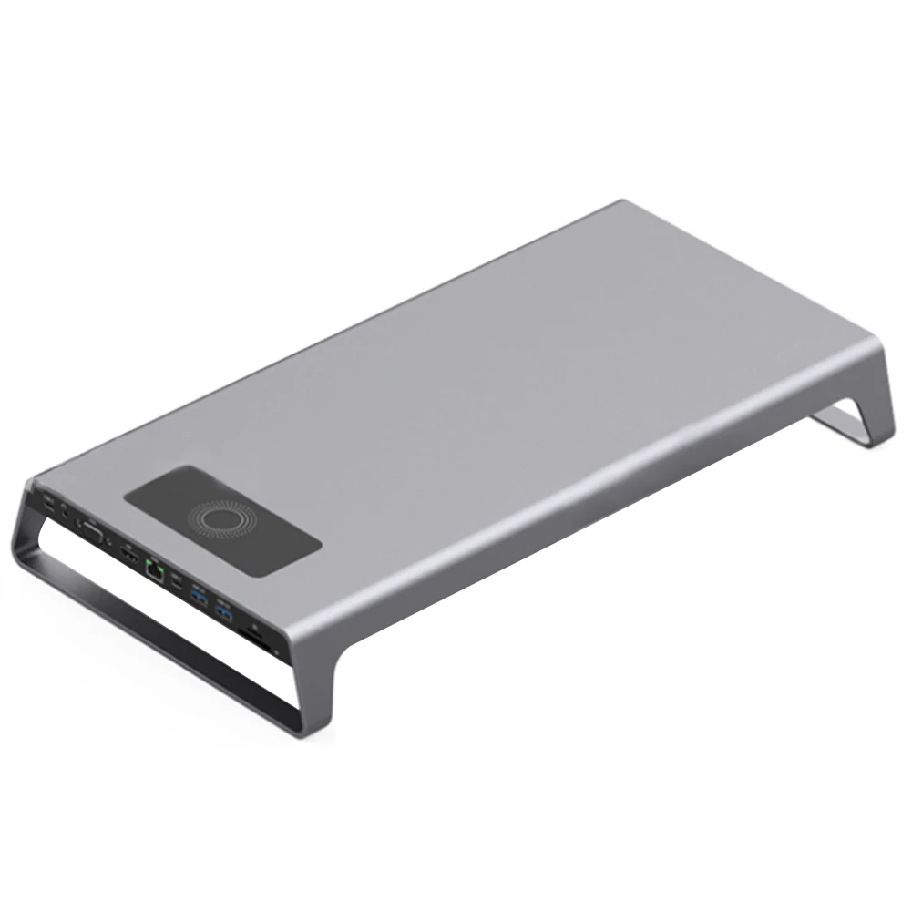 Hliníkový Stojan Monitora Docking Station s USB C Hub Podpora 4K HDMI VGA TF Karty Bezdrôtovej Náboj DQ-Drop