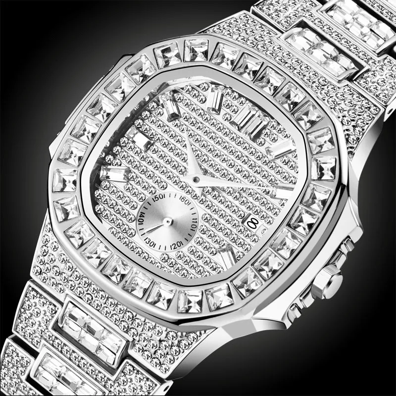 Hodinky Mužov Top Značky Luxusné Hodinky Mužov Luxus Plný Diamond Quartz-sledovať Bling Bling Šperky, Hodinky