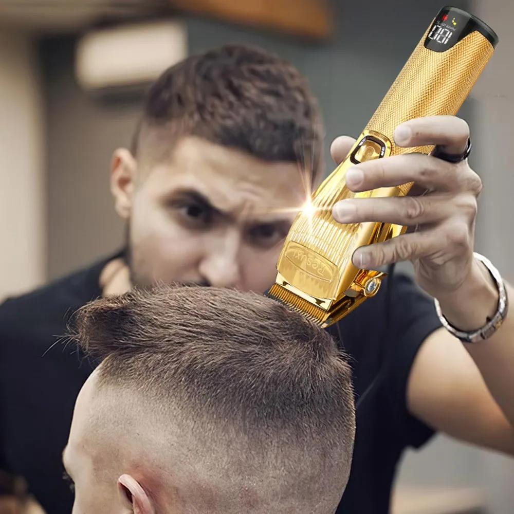 Holič Professional Hair Clipper 2021 Umývateľný Nabíjateľná Kovové Vlasy Rezací Stroj Mužov Elektrický Zastrihávač Chĺpkov s 8 Hrebene