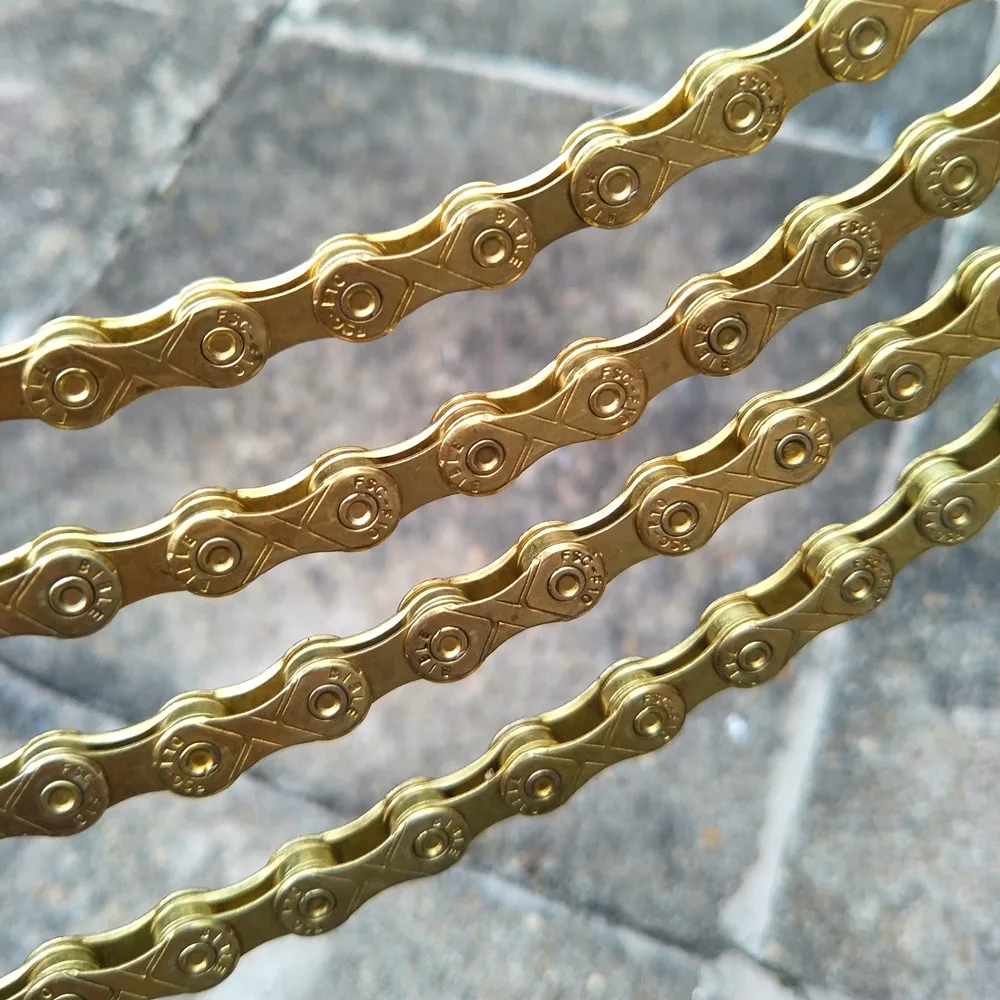 Horský bicykel reťaze plný elektrolyticky pokrývajú zlato 6 7 8 9 10-rýchlosť odolné mtb, road bike variabilná rýchlosť reťaze časti bicyklov