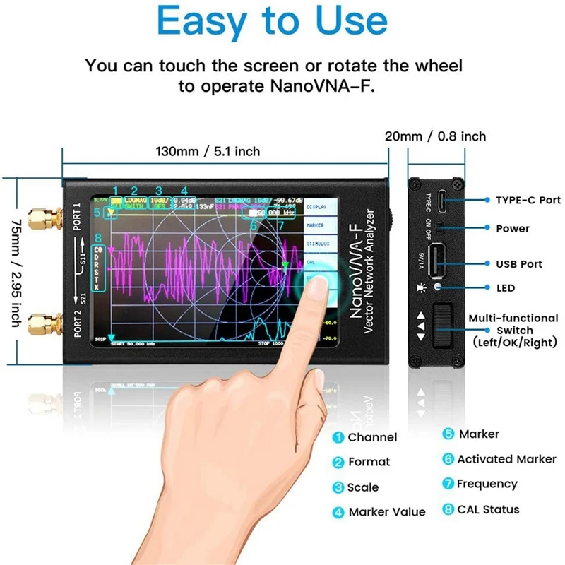 HOT-NanoVNA-F UHF Vektor Siete Anténa Analyzer 50-1000MHz 4.3 Inch IPS LCD+RF Demo Súprava Prenosné Ručné Anténny Analyzátor