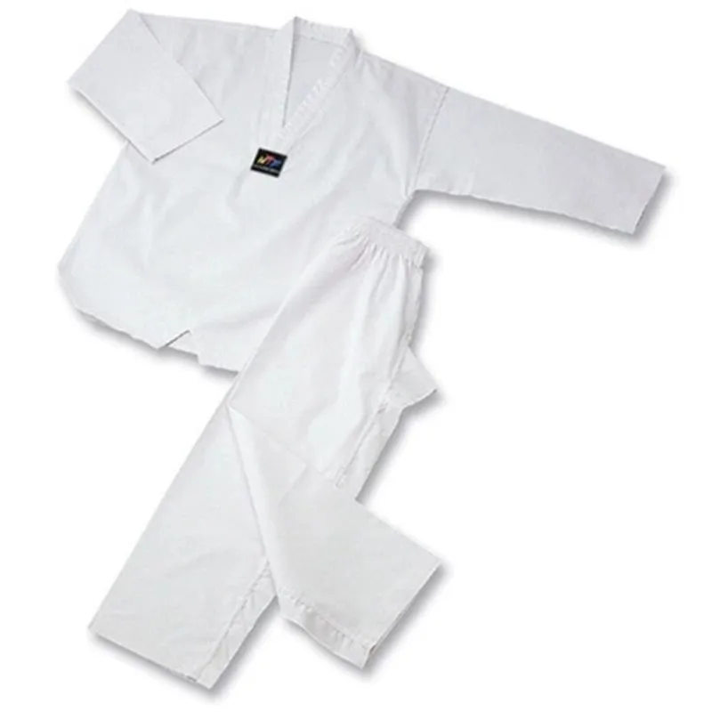 Hot Predaj Biely Golier Taekwondo Jednotné Dobok Dospelých Detí Priedušná Čistej Bavlny Karate WTF Schválené Jednotné Dobré Textílie