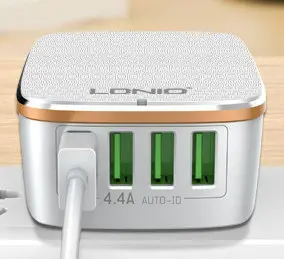 Hot Predaj LDNIO 4-porty Ultra-Kompaktná USB Cestovná Nabíjačka Skladacia Plug NÁS EÚ Pre Telefón IPhone X IPad S voľným Andriod Kábel