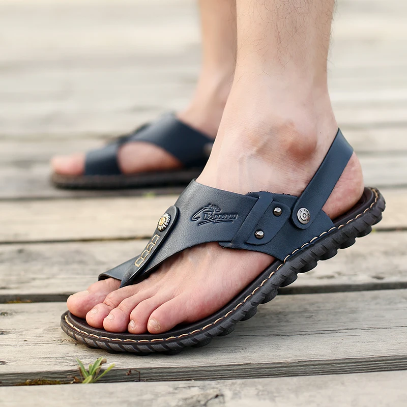 Hot Predaj pánske Letné Sandále Priedušnej Kože Flip-Flops Papuče Plážové Sandále Ležérne Topánky Moccasins Muž Plážové Sandále
