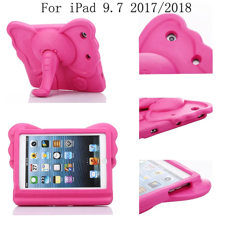 Hot Predaj Tablet Case For iPad 9.7 2017/2018, Slon Nos Roztomilý 3D animovaný Rukoväť Stojan Deti EVA Shockproof Tablet Kryt Prípade