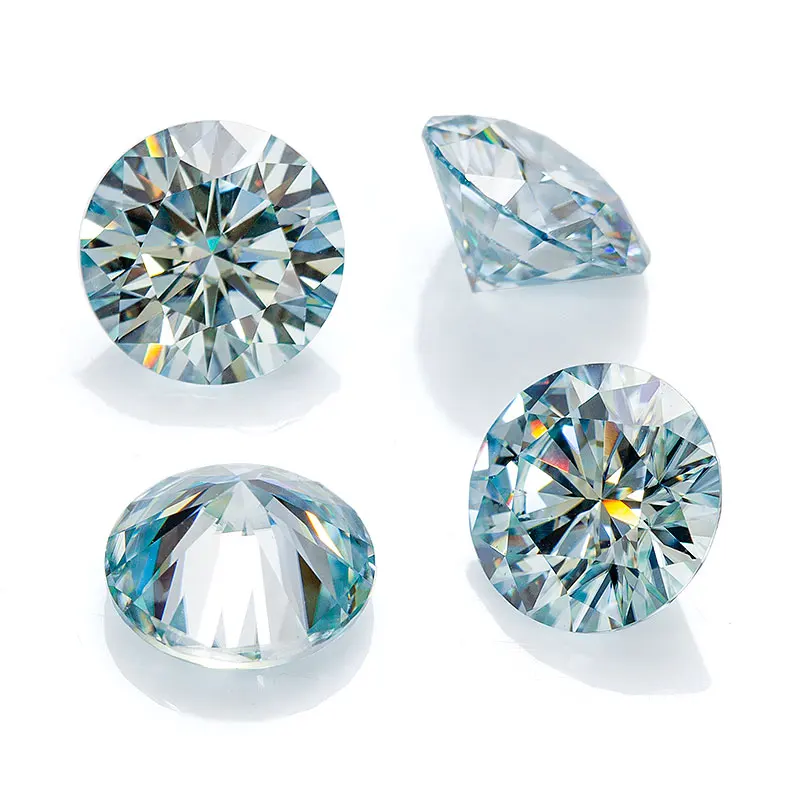 Hot predaj voľné syntetický diamant okrúhly tvar 8mm 2 carat modrá moissanite pre krúžok Серьги кольцо браслет кольца браслеты