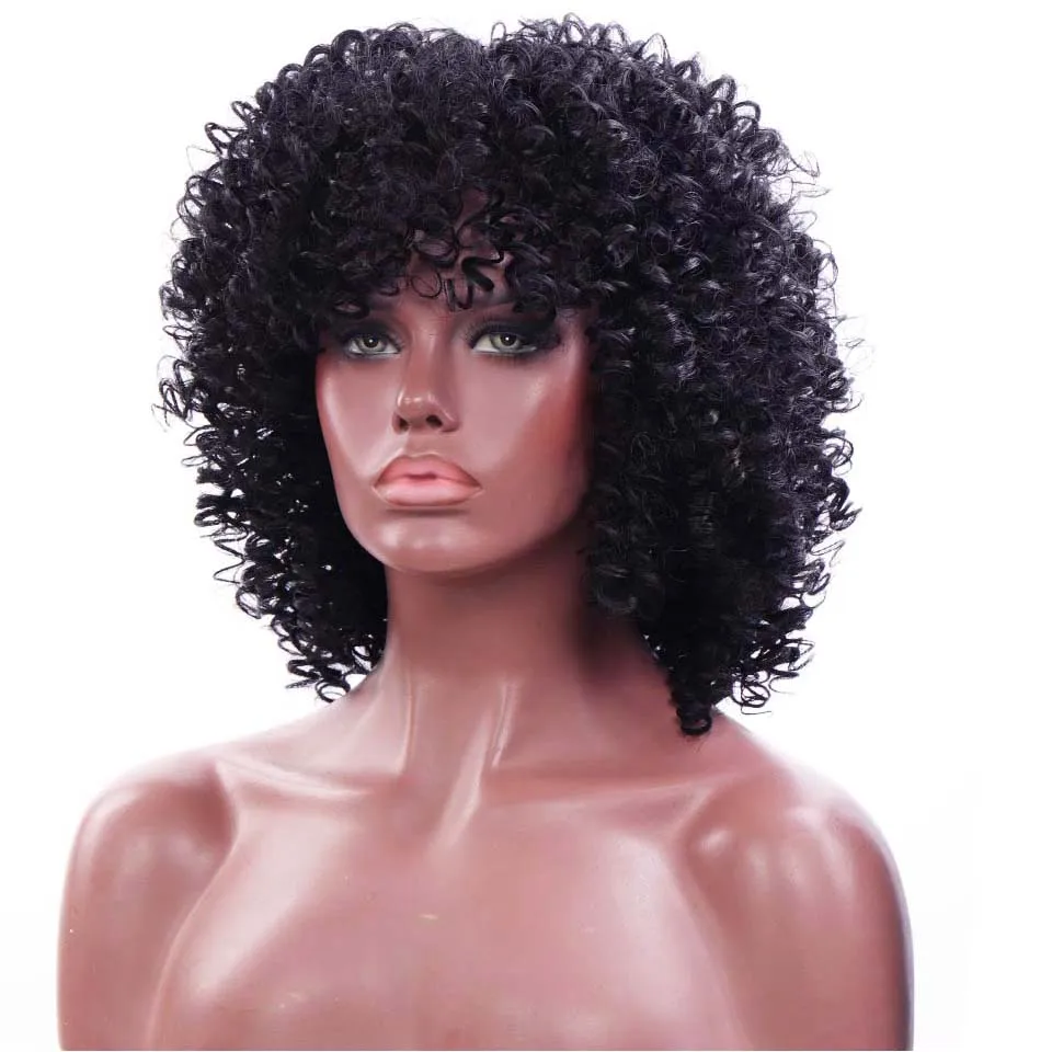 Houyan 14inchs Krátke vlasy parochňa pre ženy kučeravé syntetické vysokej teplote parochňu vlasy malá parochňa prírodné časť c