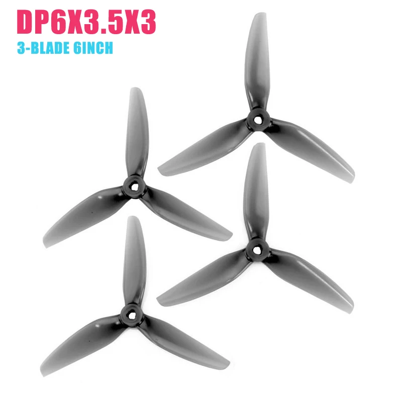 HQProp DP7X4X3/6X3.5X3/5.1X3.6X3 3-blade 7Inch/6Inch/5.1 Palcový Poly-Karbonátové POPO Vrtule 2CW+2CCW Svetlo Sivá Pre RC Drone