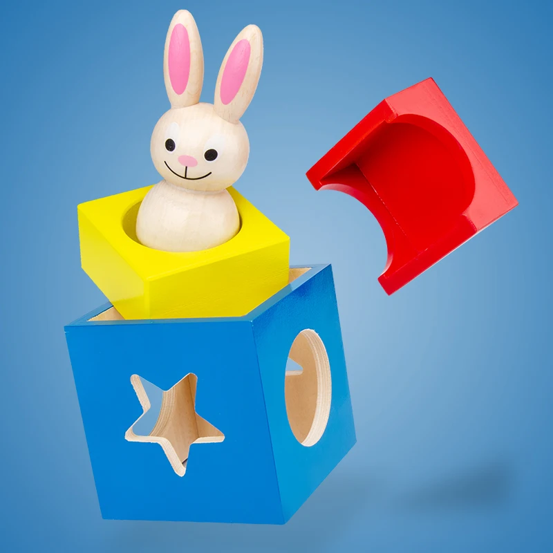 Hračky pre deti Králik Magic Box kocky Drevené Hračky Pre Deti Zvierat Geometrické Monterssori Vzdelávacie Narodeniny Darček pre Deti