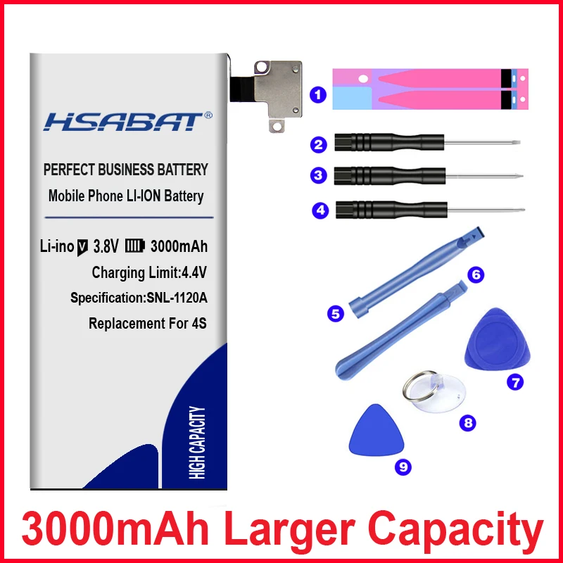 HSABAT Nové 3000mAh Výmena batérie pre iphone 4GS 4S pre iphone4s nástroje+Nálepka na darček