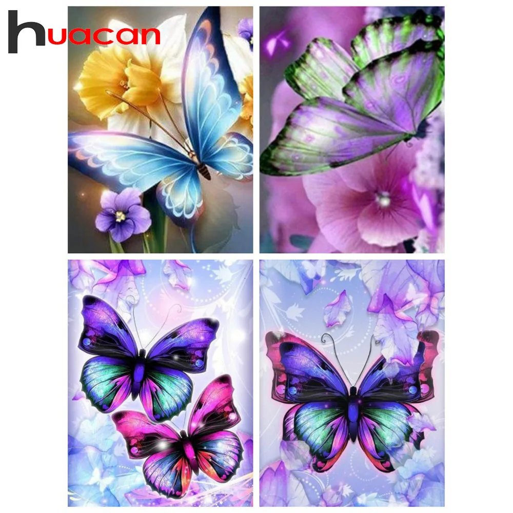 Huacan Motýľ Diamond Maľovanie Auta Statku Domova Výšivky Zvierat Mozaiky Úplné Zobrazenie Kvet Ručné Darček