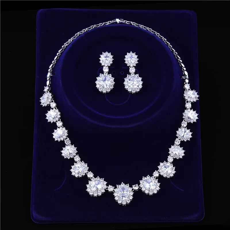HUAMI Luxusné Kvetinové Šperky Stud Náušnice Nacklace Sady pre Ženy, Nevesty Zaoberá Šperky Sady Joyeria Fina Para Mujer Svadbu