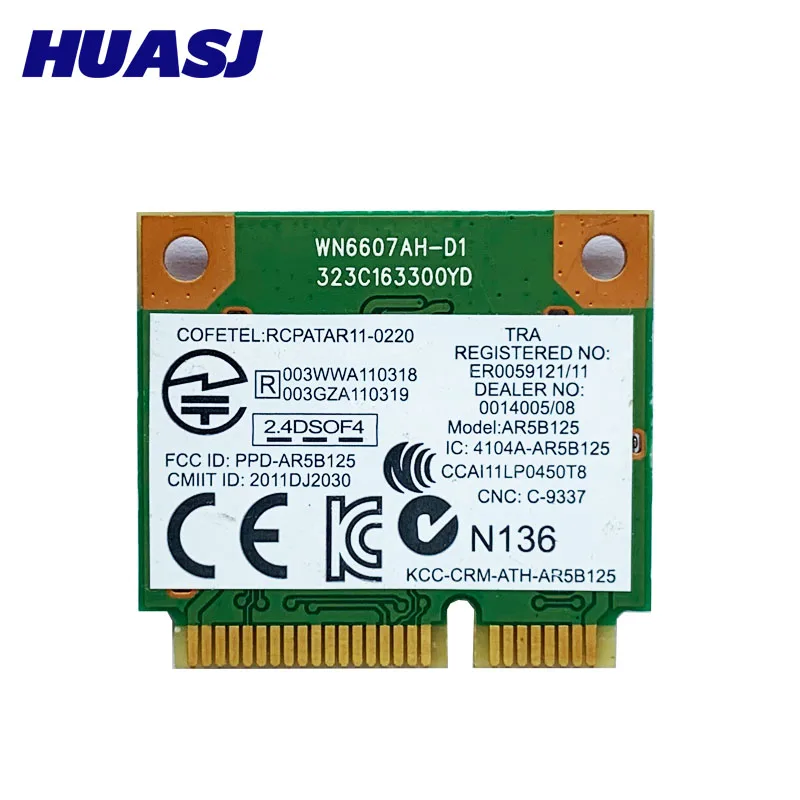 HUASJ DW1506 AR5B125 mini PCI-E Karty WiFi 802.11 b/g/n WiFi Modul pre Dell notebooku