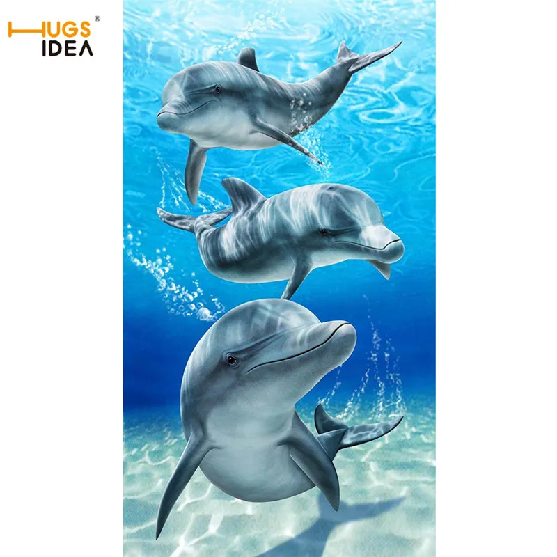 HUGSIDEA Tichom Zvieratá Bavlna Vaňa Uteráky 3D Dolphin Korytnačka, Žralok Veľrybí Pláž Uterák Mikrovlákna, bytový Textil Tvár, Vlasy, Ruky Uterák