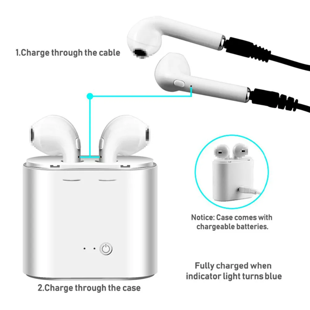 I7s TWS Bluetooth Slúchadlá Stereo Slúchadlá Bluetooth Headset s Nabíjanie box Pod Bezdrôtové Slúchadlá pre iphone xiao slúchadlá