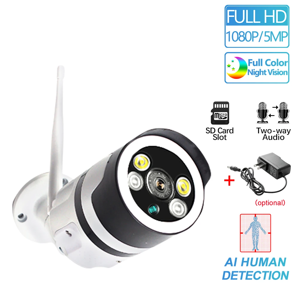 ICsee 5.0 MP 1080P Bezdrôtová IP Kamera, obojsmerné Audio Vonkajšie Bullet Nočné Videnie P2P ONVIF Bezpečnostné CCTV Wifi Kamera Kovov