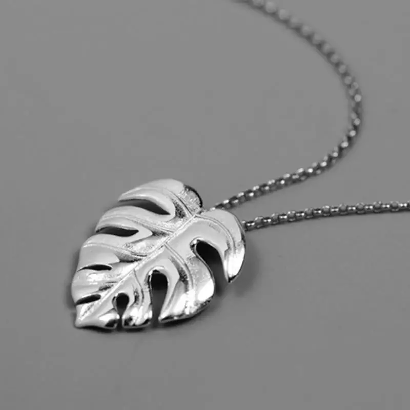 INATURE 925 Sterling Silver Náhrdelníky, Módne Monstera Leaf Listy Prívesok Náhrdelník Ženy Vyhlásenie Šperky