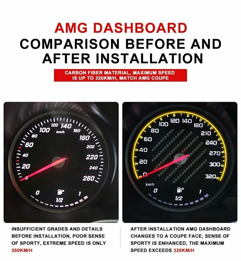 Informačný panel LCD Displayer Pre Mercedes - Benz C Trieda C63 C200L GLC260 Upgarde AMG Obrys Tváre Uhlíkových Vlákien Materiálu