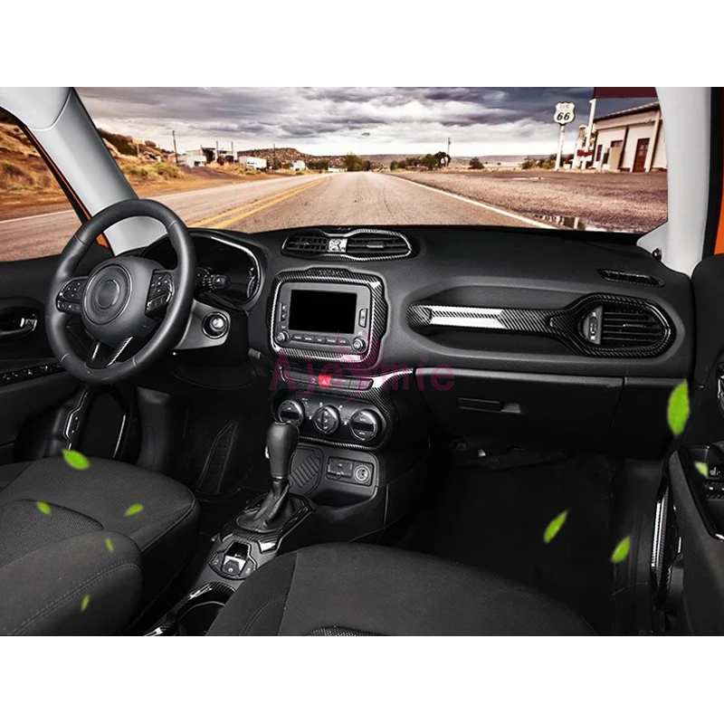Interiér Carbon Fiber Farba Volantu, Radiacej Páky Panel Kryt Výbava Chrome Auto Styling 2016 2017 Pre Jeep Renegade Príslušenstvo