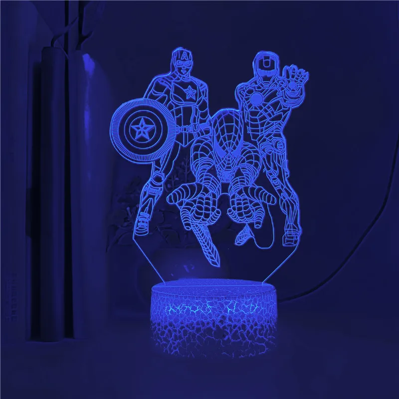 Iron Man Spider Man, Kapitán Amerika Tím Marvel Avengers Obrázok 3D LED Lampy, Akryl Tabuľka Nočné Svetlo Vianoce, Narodeninové Darčeky