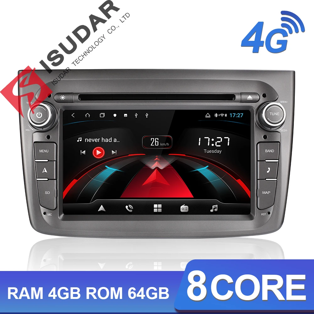 Isudar H53 4G Android Auto Radio 1 Din Pre Alfa Romeo Mito 2008 - Auto Multimediálne 8 Core, RAM 4GB ROM 64 GB DVD Prehrávač DVR Kamera