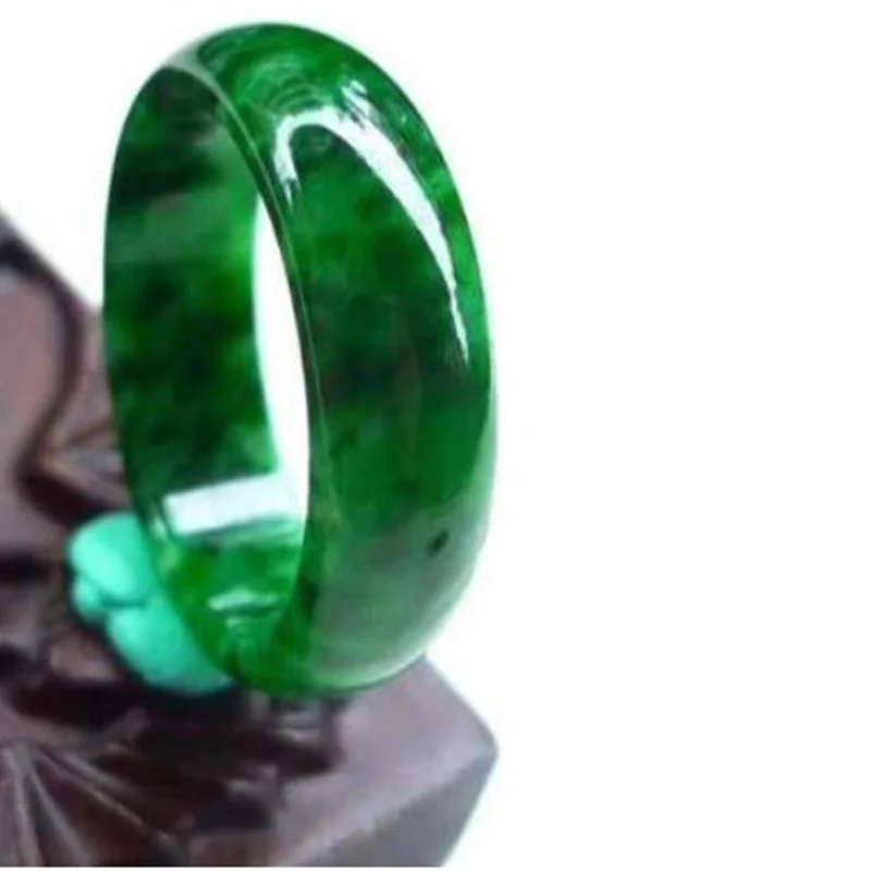 Jade Krúžok Prírodné Barmskej Jadeite Krúžok Šperky Jemné Šperky Suché Kvitnúce Zelený Prst Prsteň Emerald Mužov a Žien Krúžok