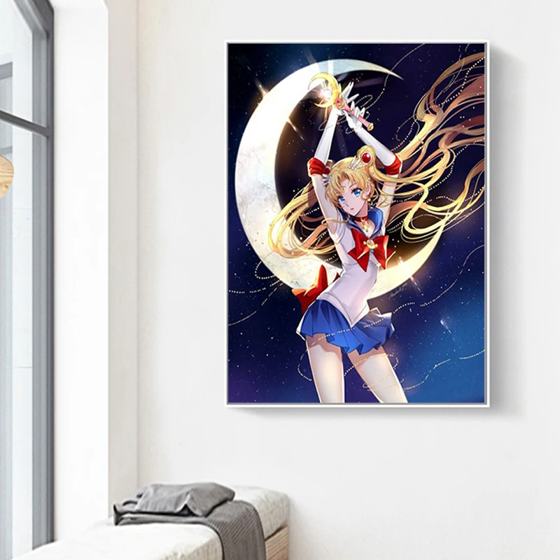 Japonsko, Anime Sexy Sailor Moon Plátno Maľovaní Plagátov a Vytlačí Wall Art Obraz pre Obývacej Miestnosti, Deti Domáce Dekorácie Cuadros