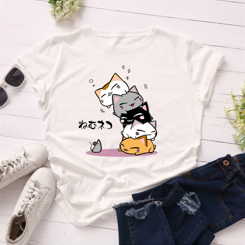 Japonsko Hra Neko Atsume T-Shirt Kostým Anime-Krátke rukávy Roztomilé mačka dvore tričko Fashion Muži Ženy Tees