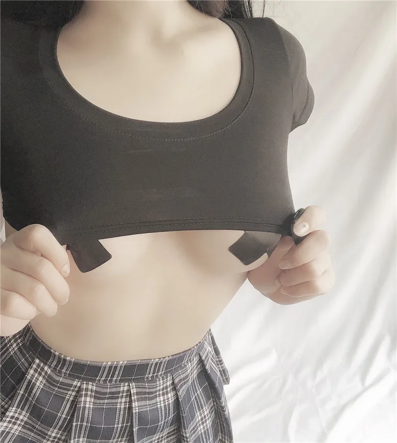Japonská Mini Allure Topy Japonské Anime Žien Kawaii Bavlna Ultrashort Tee Vidieť Cez Porno T-Sexy tričko Krátky Rukáv Topy