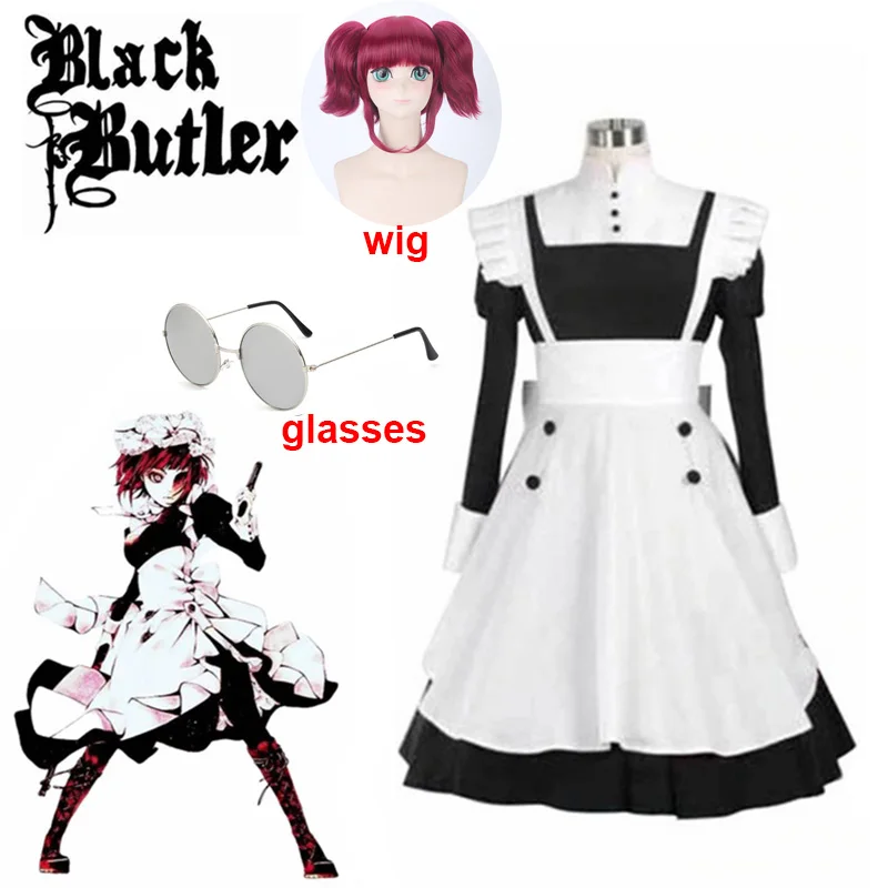 Japonské Anime Čiernom Butler Lady Kuroshitsuji Mey Rin Lady Kostým Ženy Cosplay Kvalitné Šaty + Zástera Pre Halloween Party