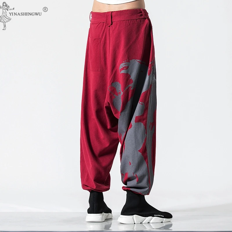 Japonský KimonoTraditional Nohavice Streetwear Mens Konopné Oblečenie Hárem Tepláky Pantalon Kung FuTrousers Čínsky Nohavice