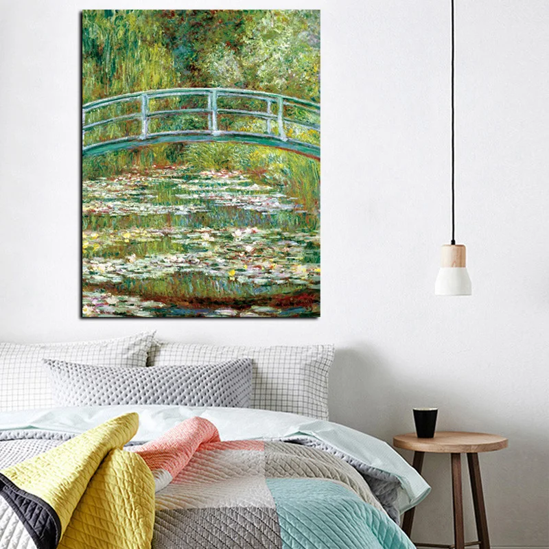 Japonský Nevesta a lekna Rybník Claude Monet olejomaľba na Plátne, Plagát Vytlačí na Stenu Obrázok pre Obývacia Izba Cuadros
