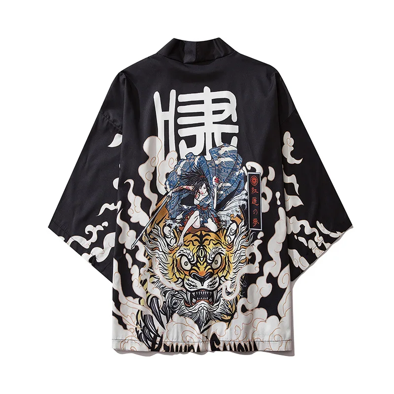Japonský Štýl Tigra Kimono Tokio Streetwear Haori Muži Ženy Cardigan Japonsko Dievča Župan Čínsky Drak Anime Šaty
