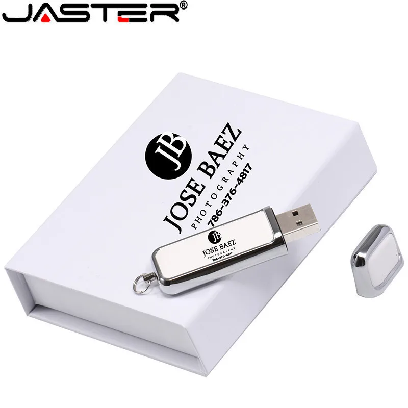 JASTER Biele Kožené USB flash disk USB 2.0 s veľkosťou 4 gb 8 GB 16 GB 32 GB, 64 GB 128 GB Pamäte flash stick s black box balenie Vlastné logo