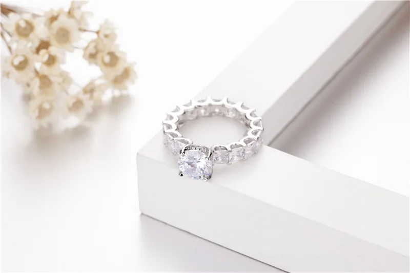 Jedinečný Dizajn Promise ring 1.2 ct Simulované Diamond Cz 925 Sterling silver Zapojenie Svadobné Kapela Prstene pre ženy, mužov, Šperky