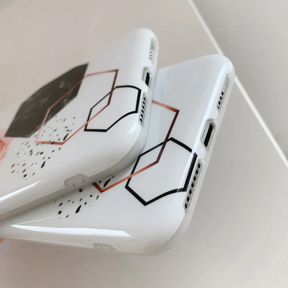 Jednoduché Módy Geometrické Hexagon Telefón puzdro Pre iPhone 6s 6 7 8 Plus X XR XS 11 Pro Max SE 2020 Mäkké IMD Telefónu Zadný Kryt Prípade