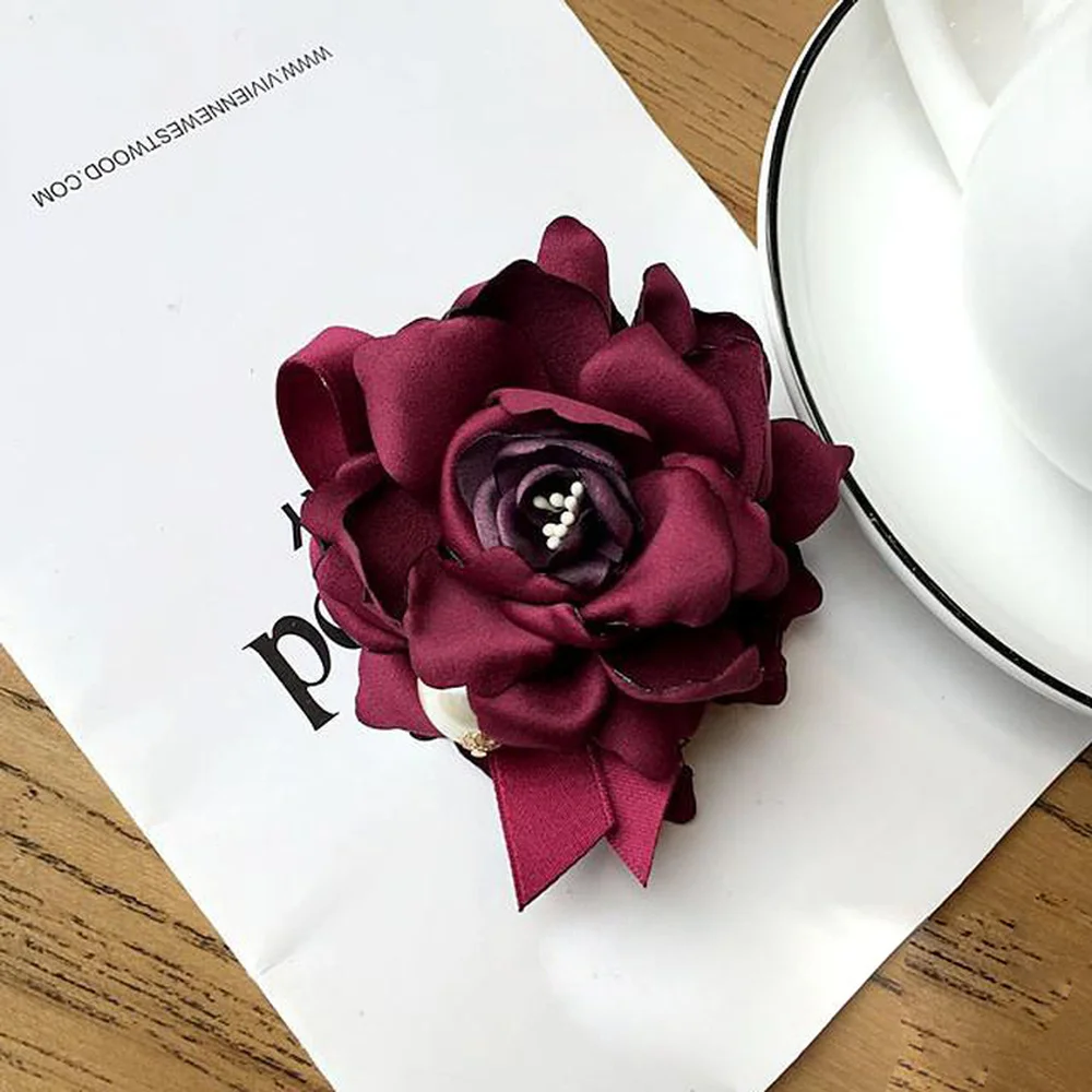 Jednoduchý Veľké Textílie Camellia Kvetov Lúk Imitácia Perly Brošňa pre Ženy Módne Oblečenie Corsage Šperky, Doplnky, Veľkoobchod