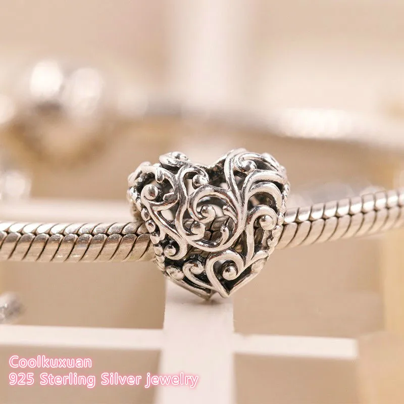Jeseň 925 Sterling Silver Regal Srdce Kúzlo korálky Fit Pôvodnej Značky Kúzlo Náramok DIY šperky