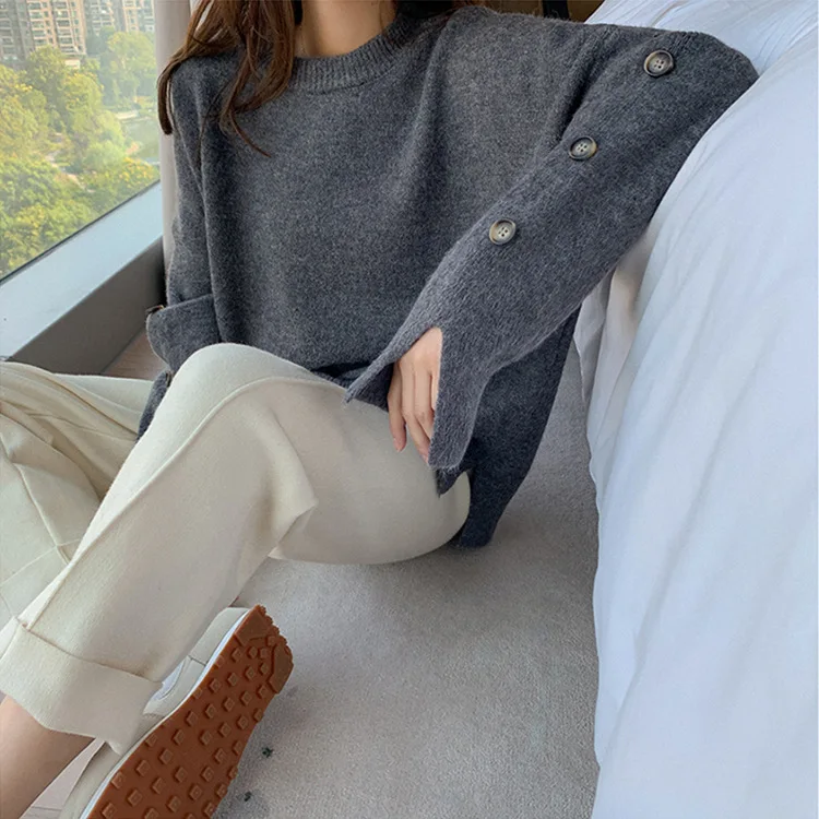 Jeseň a v zime roku 2020 nové lady cocoon pulóver voľné nosenie kórejská verzia lenivý sveter top punk sveter nadrozmerné svetre