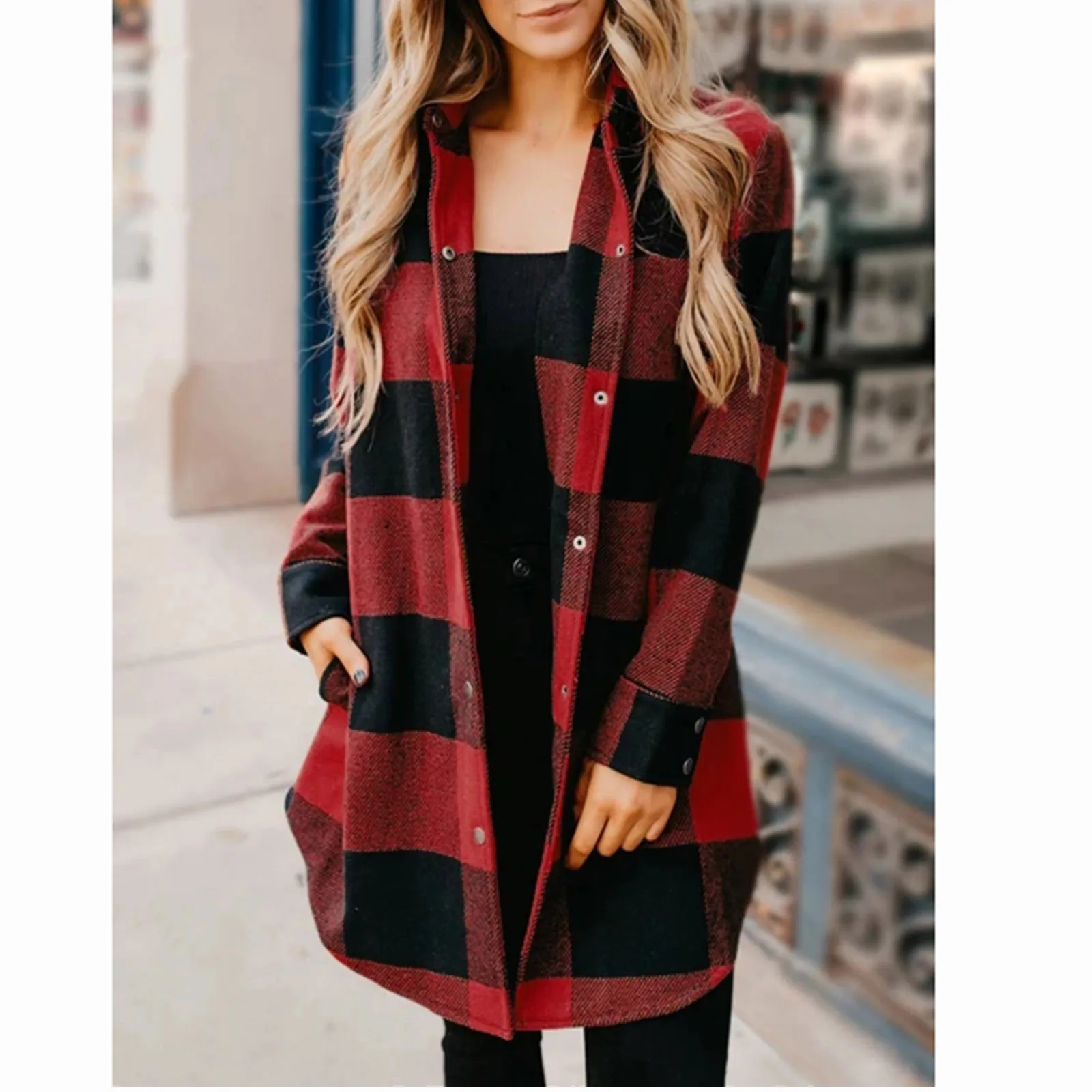 Jeseň Stožiare, Bunda, Kabát Ženy Vintage Koberčeky Streetwear Dlho Leeve Voľné Bundy Kockované Košele Nadrozmerné Klope Cardigan Coats