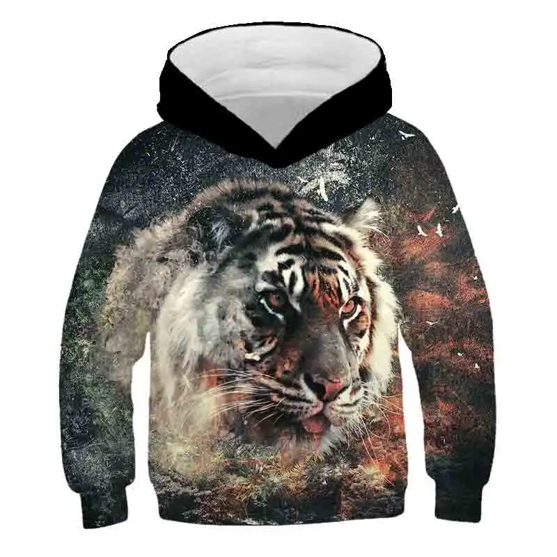 Jeseň Zima hot predaj zvierat kráľ zver tiger Mikina Jeseň Oblečenie Rukáv Cartoon Pulóvre Deti Oblečenie