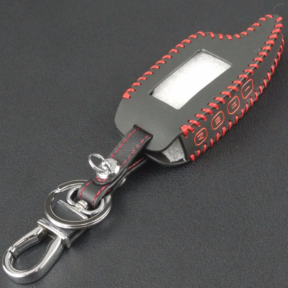 Jingyuqin Ručne šité kožené 4 Tlačidlá, Auto-Styling M5 M100 Keychain Tlačidlo Krytu Prípade Scher-Khan Magicar 5/100 LCD Diaľkové