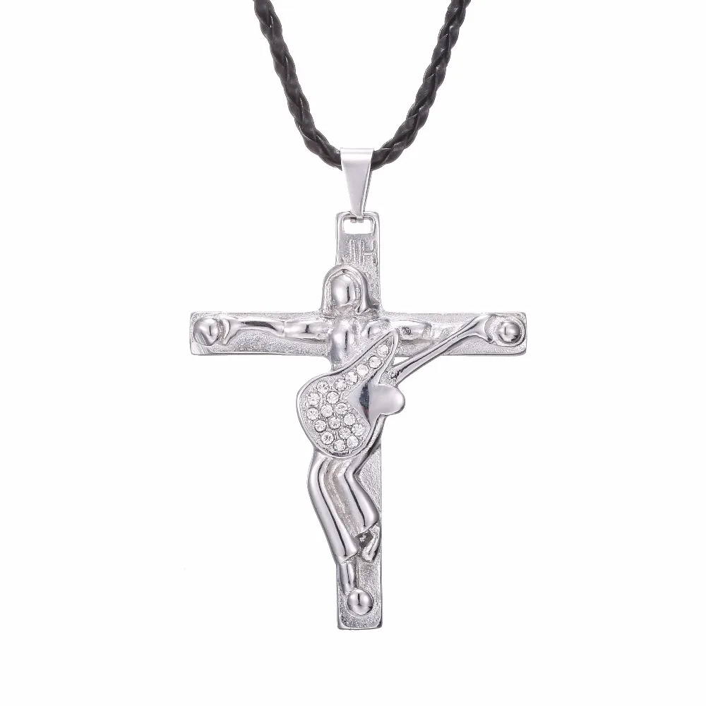 Johnny Hallyday gitara cross prívesok náhrdelník muži ženy choker šperky z nerezovej ocele charms reťazca náhrdelník Kresťanský Kríž