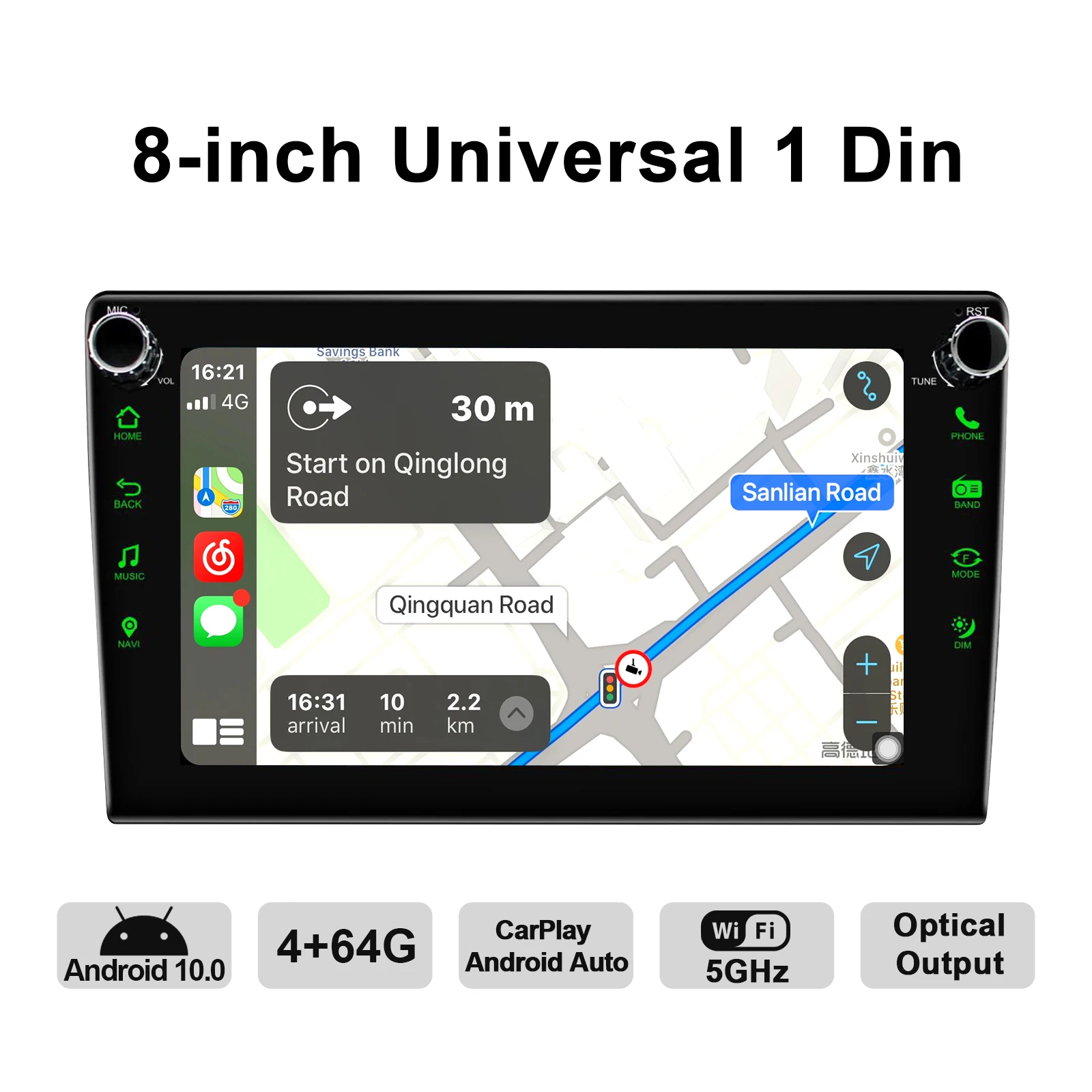 JOYING hlavu jednotka 8 palcový 1280*720 IPS displej autorádia GPS Navigácie univerzálny auto multimediálne video prehrávač 4GB+4G 64GB s BT