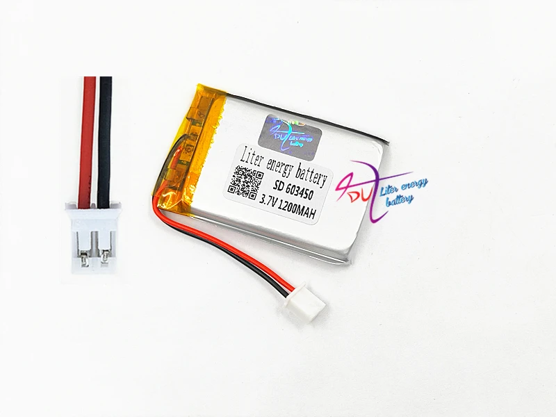 JST PH 2,0 mm 2pin 3,7 V 1200mAh Lítium-Polymérová LiPo Nabíjateľná Batéria konektor Pre GPS, DVD, video game PAD, E-knihy 603450